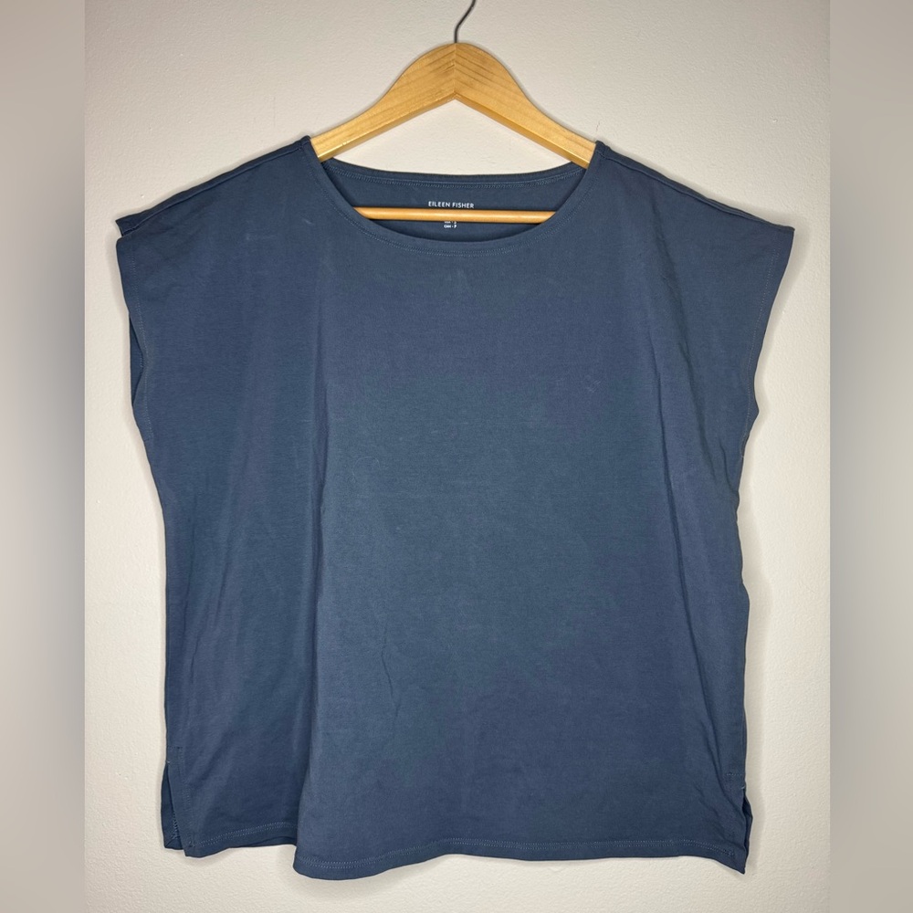 Eileen Fisher Organic Cotton Sleeveless Top Women's Small Blue